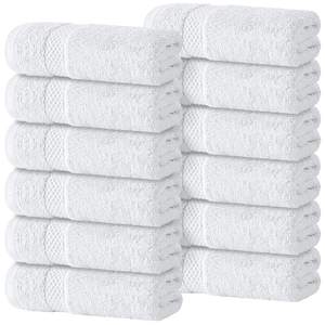 White Classic Luxury Cotton Washcloths 13x13 Inch - 650 GSM Turkish Cotton | Hotel, Spa…
