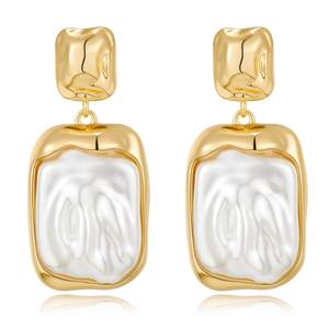 Gold Silver Baroque Pearl Dangle Earrings Vintage Pearl Dangle Drop Earrings for Women…