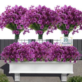 20 Bundles Artificial Flowers for Outdoors, UV Resistant Fake Realistic Flowers with…