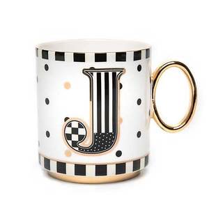 MACKENZIE-CHILDS Ceramic My Mug, 12 Ounces, J | Decorative coffee mug with handle…