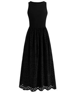 dowerme Women Sleeveless Lace Eyelet Cotton Tank Maxi Dress | Summer Casual Crewneck…