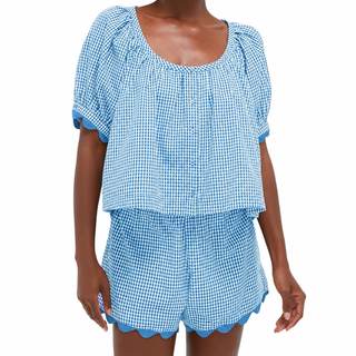 VAOYIU Two Piece Sets for Women Summer Casual Gingham Outfits | Puff Sleeve Scoop Neck…
