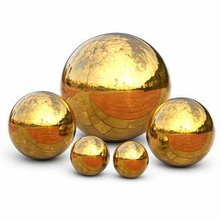 Gazing Ball Garden Mirror Outdoor - Outside Decorative Globe, Gold 5Pcs Mix | Metal…