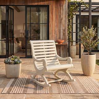 SAFAVIEH Outdoor - Sonora Rocking Chair - White Washed - Solid Wood - Transitional…