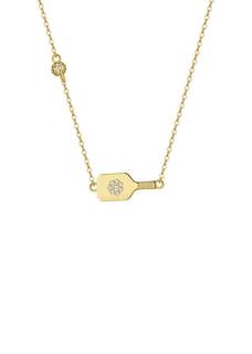 The Dainty Dinker Mini Pickleball Paddle Pendant Necklace 14K Gold Plated Sterling Silver