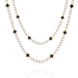 LuxeFlex 4mm Iced Out Four Leaf Tennis Chain,White Gold Plated with 5A Zircon Stones…