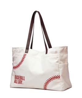 Canvas Tote Bag for Women, Embroidery Baseball Mom Bag, Team Fan Accessories, Sports Team…