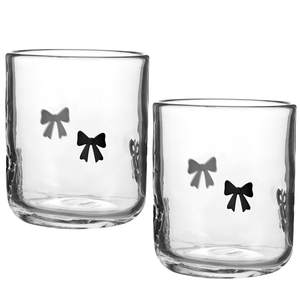 Skylety 2 Pack Coquette Black Bow Icon Juice Glasses 14 oz Cute Glass Cups Aesthetic…