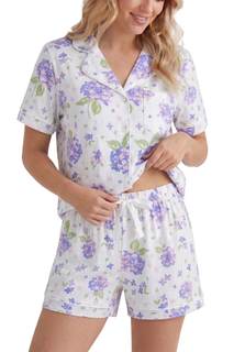 LUBOT 100% Cotton Pajamas for Women 2 Piece PJ Set Button-Down Soft Knit Short Sleeve…