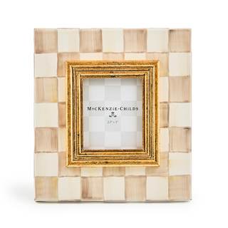 MACKENZIE-CHILDS 2.5x3 Picture Frame, Brown-and-White Mocha Check | Fits 2.5x3 photo…