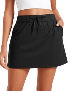 CRZ YOGA 4-Way Stretch High Rise A Line Skirts Small Black
