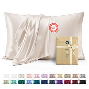 Bedsure Satin Pillowcases Queen Set of 2, Similar to Silk Pillow Case Beige | Reduces…