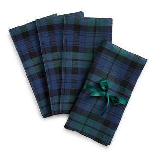 Solino Home 100% Linen Napkins, 20 x 20 in, Blue and Green Plaid, Set of 4 | Blackwatch…