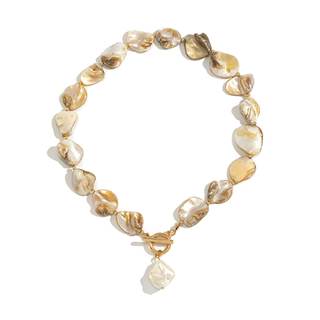 Chunky Shell Necklace for Women Irregular Seashell Beaded Necklaces | Baroque Pearl…