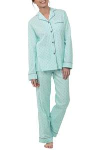 PajamaGram Pajama Set For Women - Pajamas Women Jersey Boyfriend, 100% Cotton Small Mint…