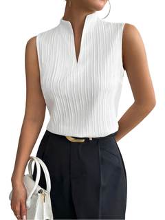 QJQ Women's Deep V Neck Sleeveless Work TopsTank Tops Blouses Business Casual Outfits…