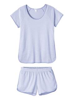 Hilinker Women Striped Pajama Set Short Sleeve Top with Shorts Sleepwear Pjs 2 Piece…