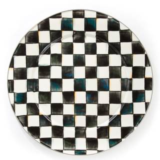 MACKENZIE-CHILDS Enamel Serving Platter, Black-and-White Courtly Check | Hand-painted…