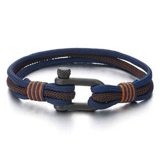COOLSTEELANDBEYOND Men Women Steel Screw Anchor Shackle Nautical Sailor Rope Wristband…