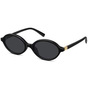 WOWSUN Retro Oval Sunglasses for Women,Slim 90s Vintage Fashion Shades | Gold-Tone Hinge…