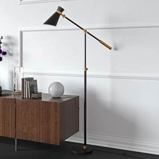 Henn&Hart 66" Industrial 1-Light Floor Lamp, Ebony | Adjustable height and focused…