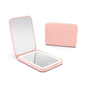 Kintion 1X/3X Pocket Mirror, 3 Color Lighting LED Compact Mirror (Pink) | Rechargeable…