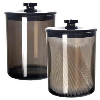 Youngever Black Plastic Apothecary Jars, Qtip Holder, Cotton Swab Holder, Bathroom Vanity…