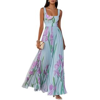 Women's Sleeveless Floral Maxi Dress Deep V Neck Flowy Chiffon Dress Elegant Formal Party…