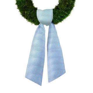 Baby Shower Wreath Sash for Front Door, Blue White Seersucker Sash Blue Buffalo Plaid…