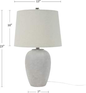 Nourison Home 23" Vintage Gray Ceramic Table Lamp with Light Gray Linen Shade…