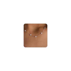 Dainty Silver Gold Necklaces for Women Cute Station Choker Simulated Diamond Necklace…