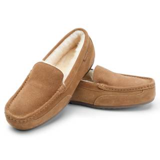 Men's Indoor Outdoor Sheepskin Moccasins Slippers Memory Foam Driving Style Shoes