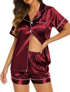 Ekouaer Womens Pajamas Silk Satin Short Sleeve Button Down Pjs Shorts Set | Silky…