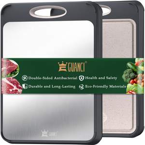 GUANCI Cutting Board for Kitchen, Non Toxic 2-in-1 Double Sided Design, 304 Food Grade…