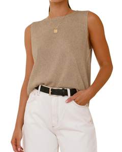 BTFBM Sleeveless Sweater Tops for Women Casual | Crew Neck Lightweight Ribbed Tank…
