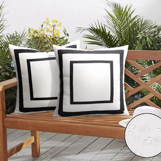 Pyonic Outdoor Waterproof Throw Pillow Covers Geometric Pillowcases Black and White…