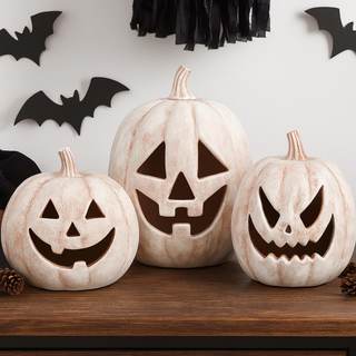 Vicenpal 3 Pcs Resin Halloween Pumpkin Decorations Light up Pumpkin Lantern Vintage LED…