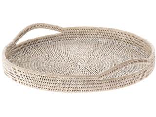 KOUBOO 1020045 La Jolla Rattan Round Serving Tray, White Wash