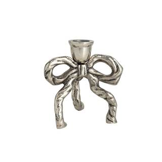 Mud Pie Small Bow Taper Holder 4 1/2" x 4" Silver