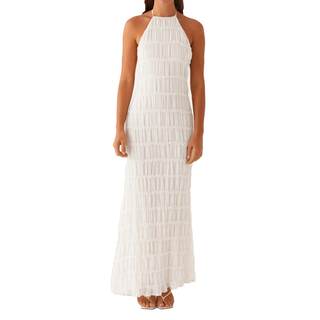 ABYOVRT Women Backless Dress Sleeveless Textured Halter Open Back Maxi Dresses Vacation…