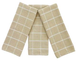 Serafina Home Beige White Kitchen Towels: 100% Cotton Soft Absorbent Checkered Terry…