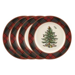 Spode – Christmas Tree – Christmas Tree Tartan Salad Plate - Set of 4