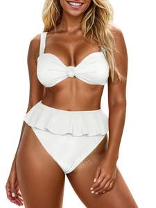 Saodimallsu Women's 2 Piece High Waisted Swimsuit Ruffle Bikini Set | Twist Knot, Ribbed…