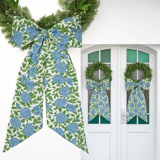 HunnmingRe 2 Pcs Hydrangea Bow Wreath Sash 24 x 16 Inch Christmas Wreath Sash for Front…
