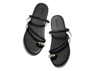 Coutgo Womens Strappy Flat Sandals Square Open Toe Flip Flops Slides Toe Ring Summer…
