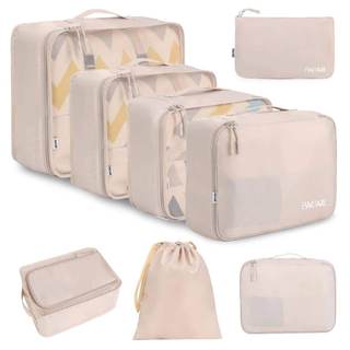 BAGAIL 8 Set Packing Cubes Luggage Packing Organizers for Travel Accessories-Cream Cream…