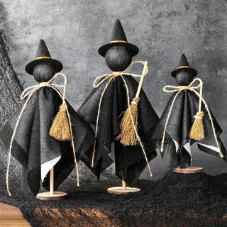 Halloween Witch Decorations Indoor: 3ct Black Witches with Hat Cute Primitive Halloween…