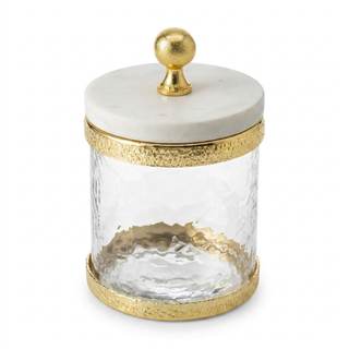 Godinger Canister Storage Container, Glass Storage Canister, Marble with Gold Band - 4x4