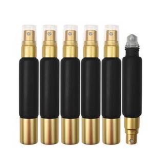 6-Pack Black Glass Bottles with Dual Ends – Sprayer & Roller Tops – Leakproof, Premium…