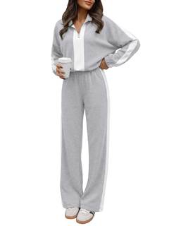ANRABESS Women's 2 Piece Lounge Set Color Block Tracksuit Sweatsuit | Half Zip Collared…